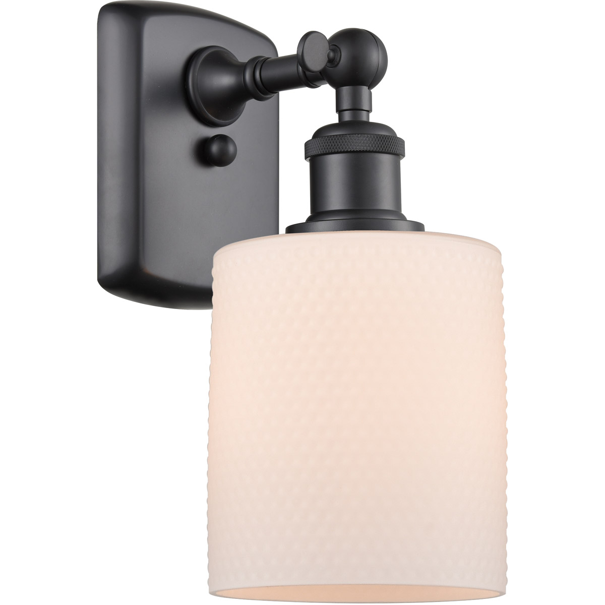 Innovations Lighting 516-1W-BK-G111 Ballston Cobbleskill 1 Light 5 inch Matte Black Sconce Wall Light in Matte White Glass, Ballston