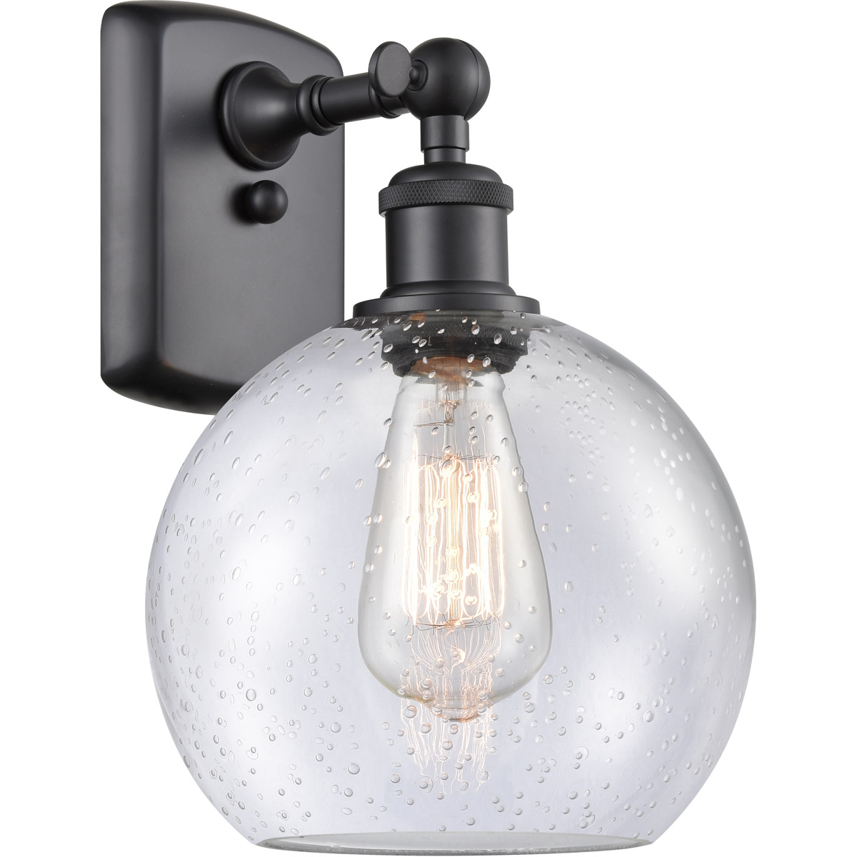 Innovations Lighting 516-1W-BK-G124-LED Ballston Athens LED 8 inch Matte Black Sconce Wall Light in Seedy Glass, Ballston