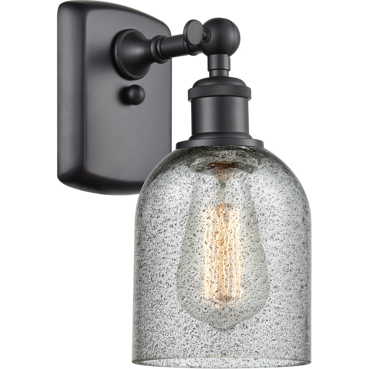 Innovations Lighting 516-1W-BK-G257 Ballston Caledonia 1 Light 5 inch Matte Black Sconce Wall Light in Charcoal Glass, Ballston