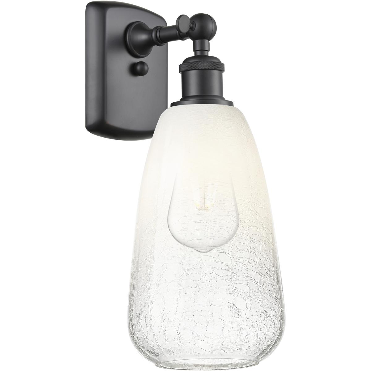 Innovations Lighting 516-1W-BK-G480-6OP Ballston Brookhaven Almond Armed Sconce Wall Light in Matte Black, Opal Glass
