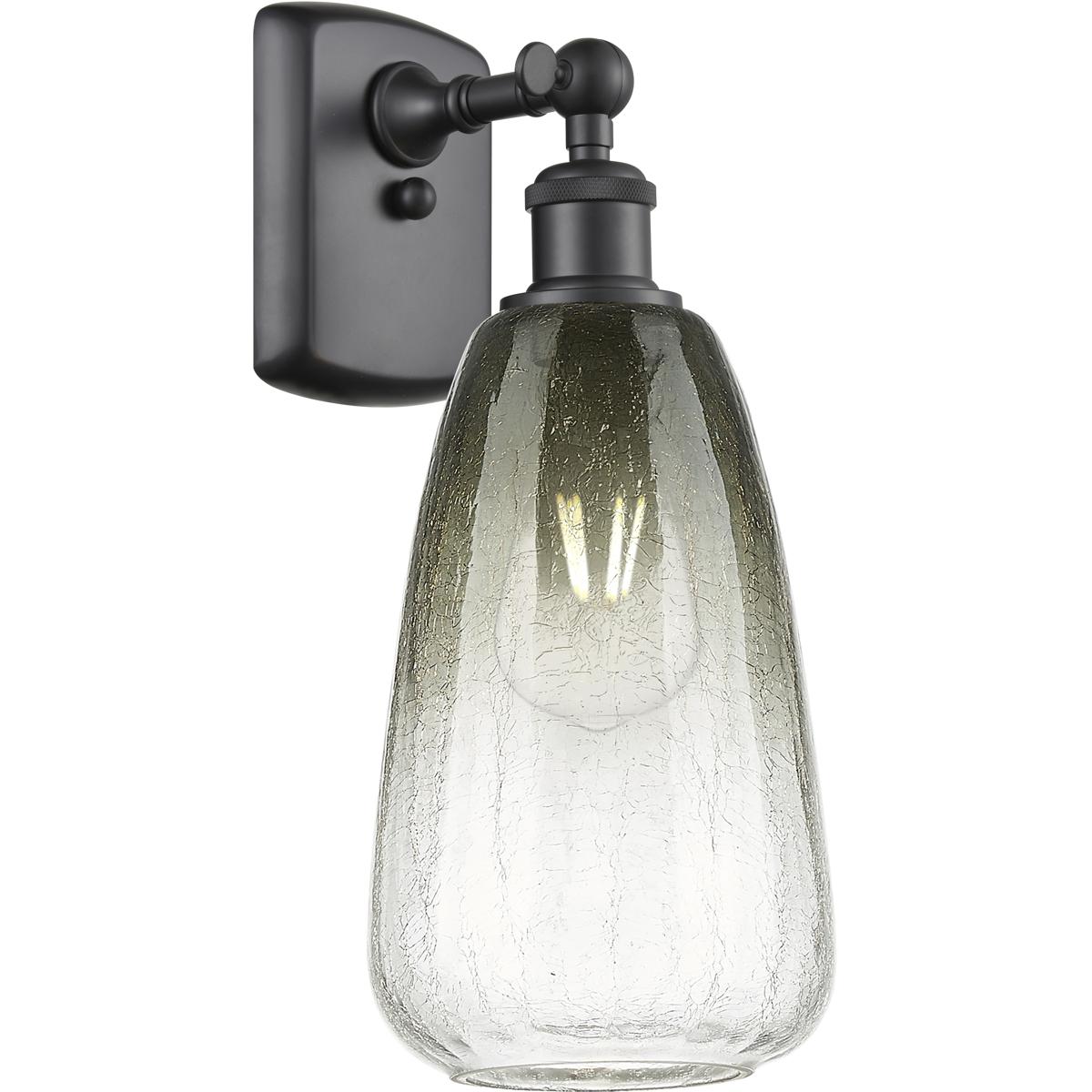 Innovations Lighting 516-1W-BK-G480-6SL Ballston Brookhaven Almond Armed Sconce Wall Light in Matte Black, Slate Glass