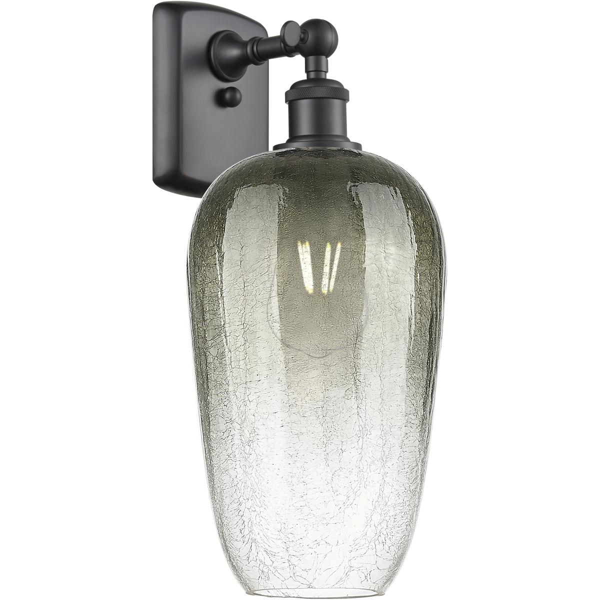 Innovations Lighting 516-1W-BK-G484-7SL Ballston Brookhaven Flute Armed Sconce Wall Light in Matte Black, Slate Glass