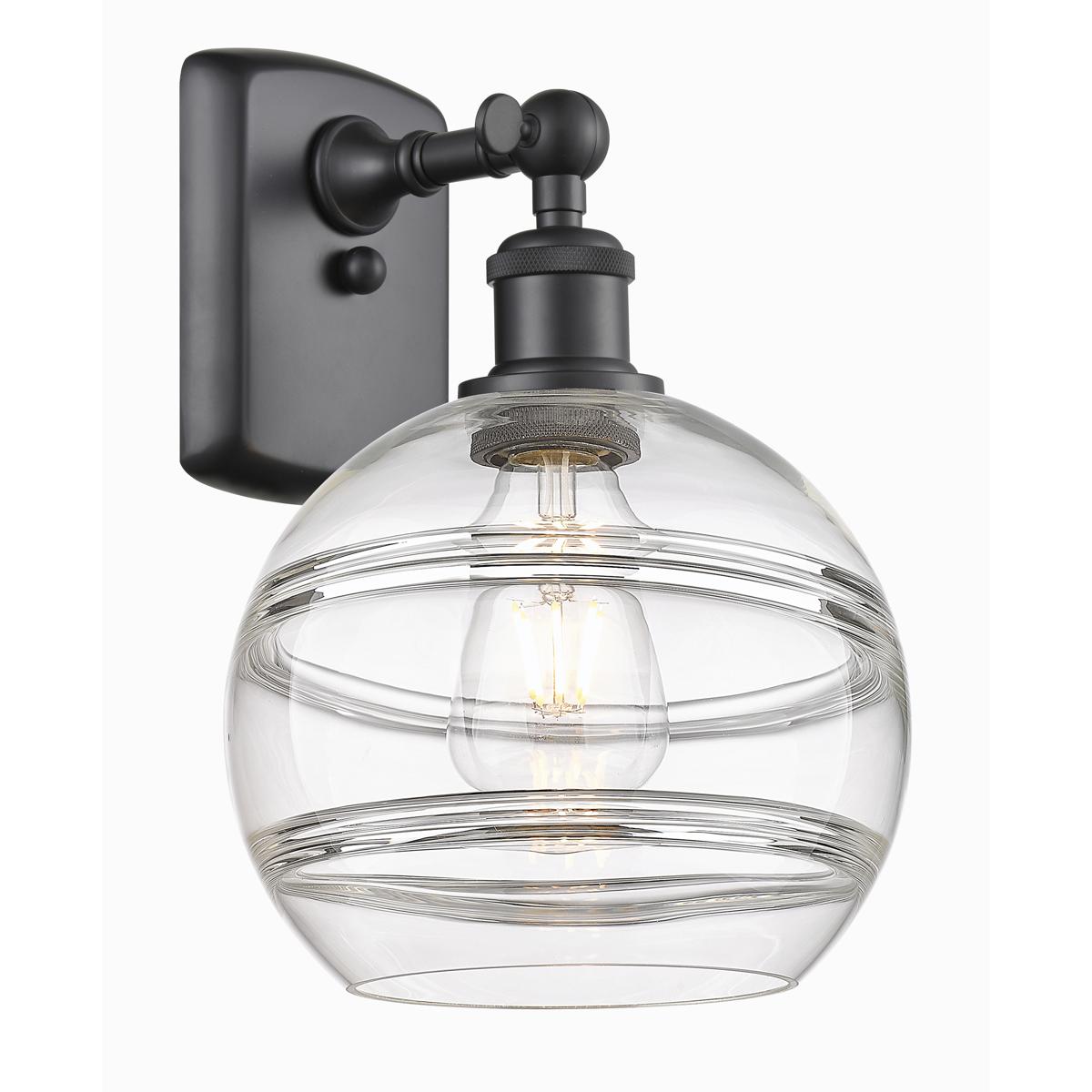 Innovations Lighting 516-1W-BK-G556-8CL Ballston Rochester 1 Light 8 inch Matte Black Sconce Wall Light