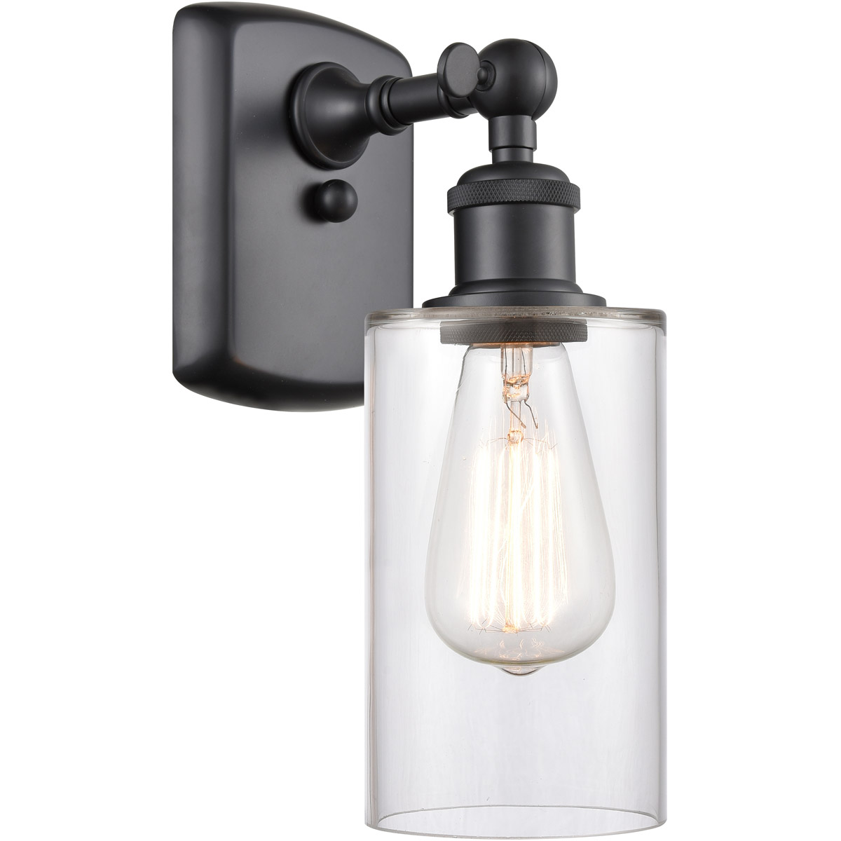 Innovations Lighting 516-1W-BK-G802 Ballston Clymer 1 Light 4 inch Matte Black Sconce Wall Light in Clear Glass, Ballston