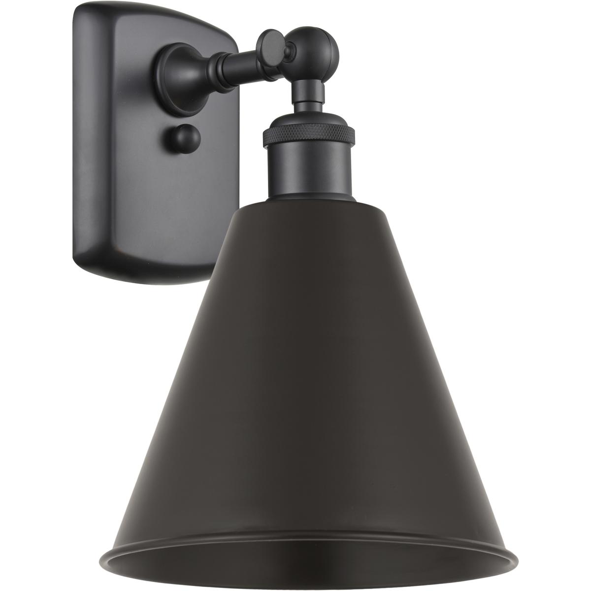 Innovations Lighting 516-1W-BK-MBC-8-BK-LED Ballston Cone LED 8 inch Matte Black Sconce Wall Light