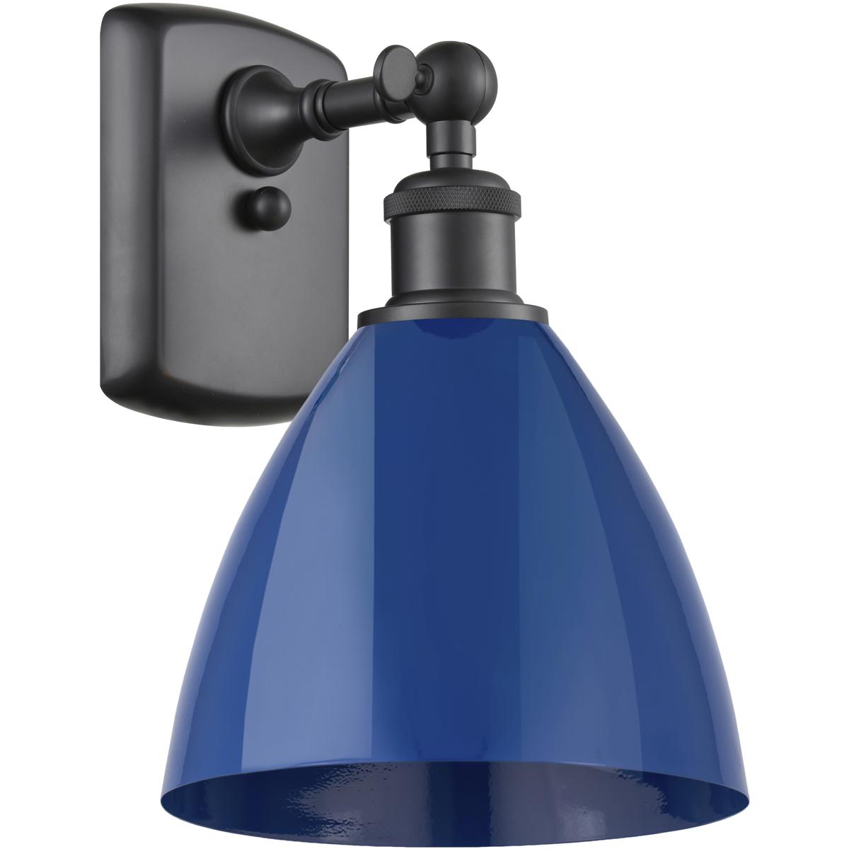 Innovations Lighting 516-1W-BK-MBD-75-BL-LED Ballston Plymouth Dome LED 7.5 inch Matte Black Sconce Wall Light in Matte Blue