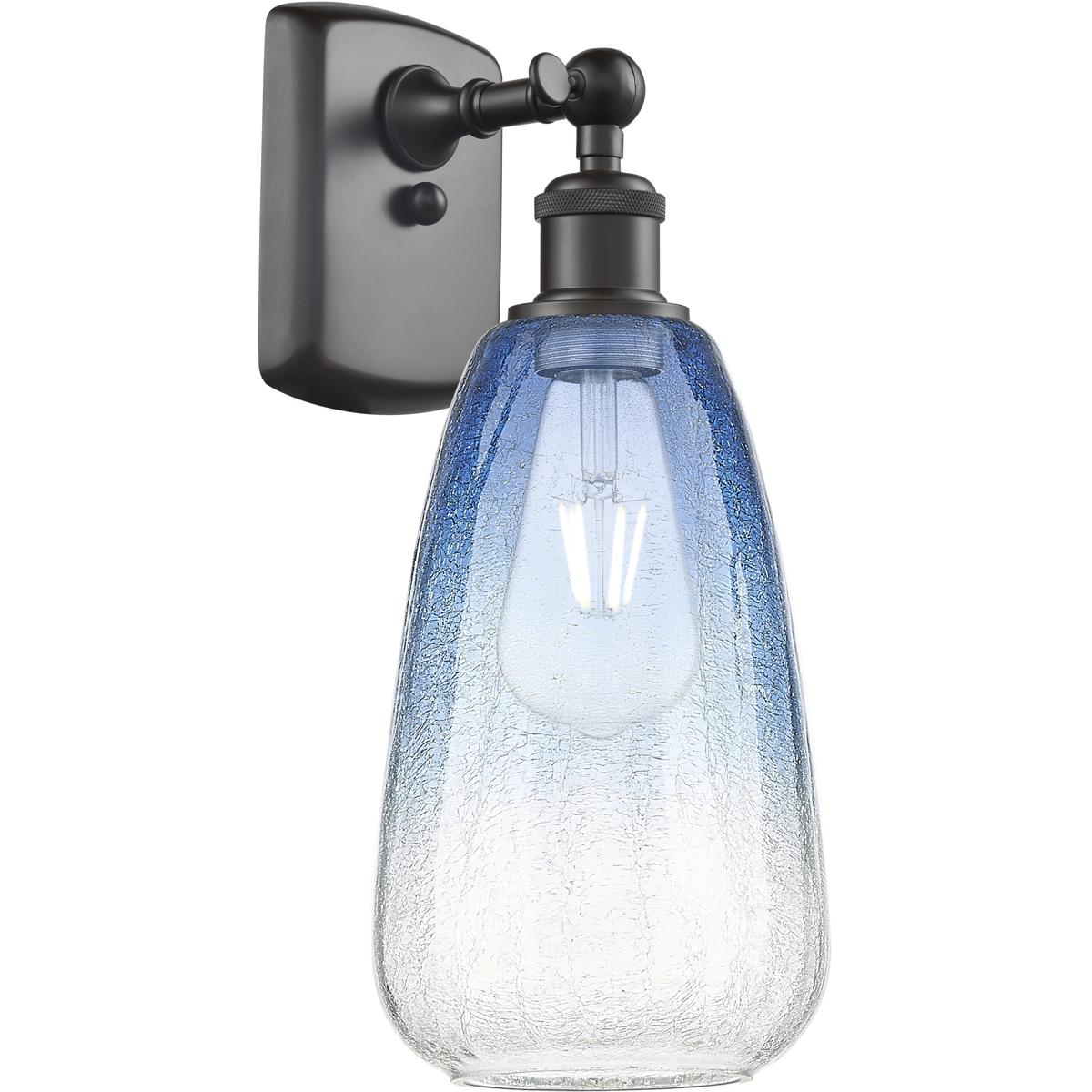 Innovations Lighting 516-1W-OB-G480-6SB Ballston Brookhaven Almond Armed Sconce Wall Light in Oil Rubbed Bronze, Sapphire Blue Glass