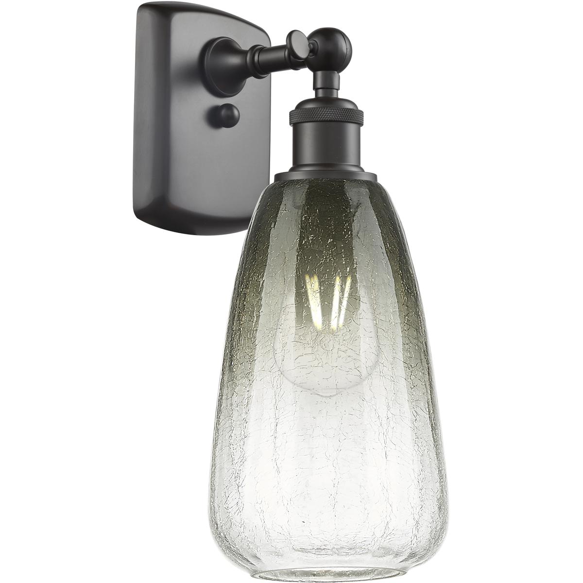 Innovations Lighting 516-1W-OB-G480-6SL Ballston Brookhaven Almond Armed Sconce Wall Light in Oil Rubbed Bronze, Slate Glass