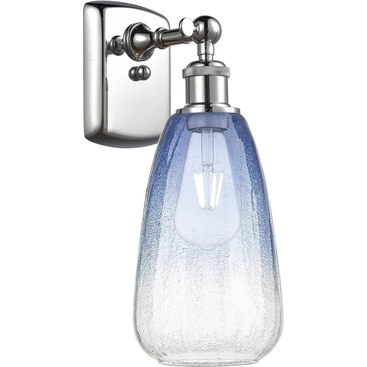 Innovations Lighting 516-1W-PC-G480-6SB Ballston Brookhaven Almond Armed Sconce Wall Light in Polished Chrome, Sapphire Blue Glass