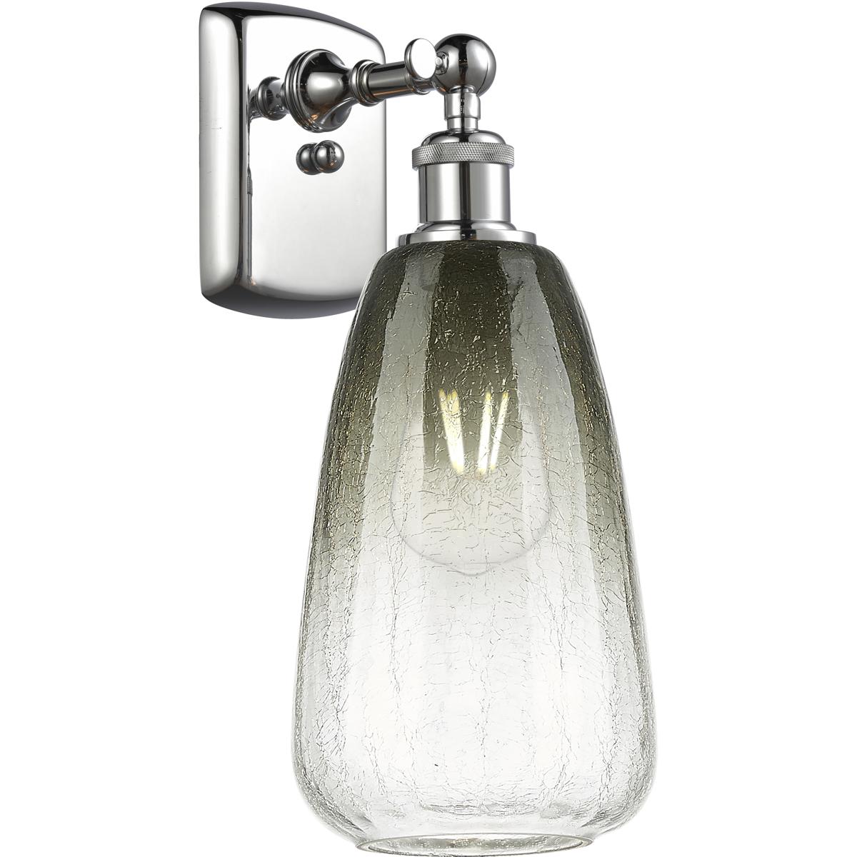 Innovations Lighting 516-1W-PC-G480-6SL Ballston Brookhaven Almond Armed Sconce Wall Light in Polished Chrome, Slate Glass