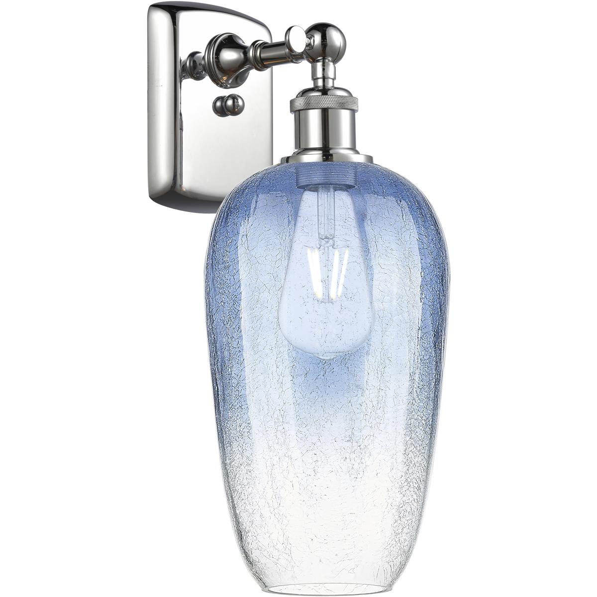 Innovations Lighting 516-1W-PC-G484-7SB Ballston Brookhaven Flute Armed Sconce Wall Light in Polished Chrome, Sapphire Blue Glass