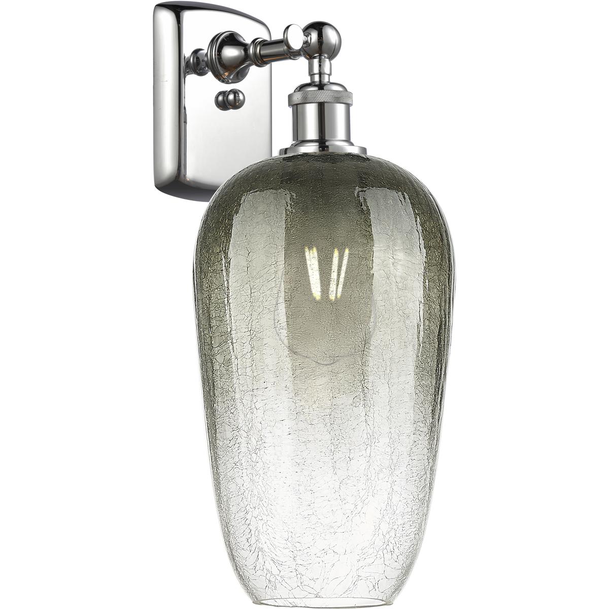 Innovations Lighting 516-1W-PC-G484-7SL Ballston Brookhaven Flute Armed Sconce Wall Light in Polished Chrome, Slate Glass