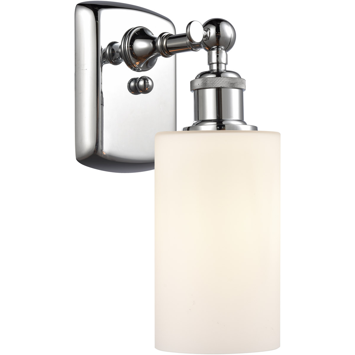 Innovations Lighting 516-1W-PC-G801 Ballston Clymer 1 Light 4 inch Polished Chrome Sconce Wall Light in Matte White Glass, Ballston