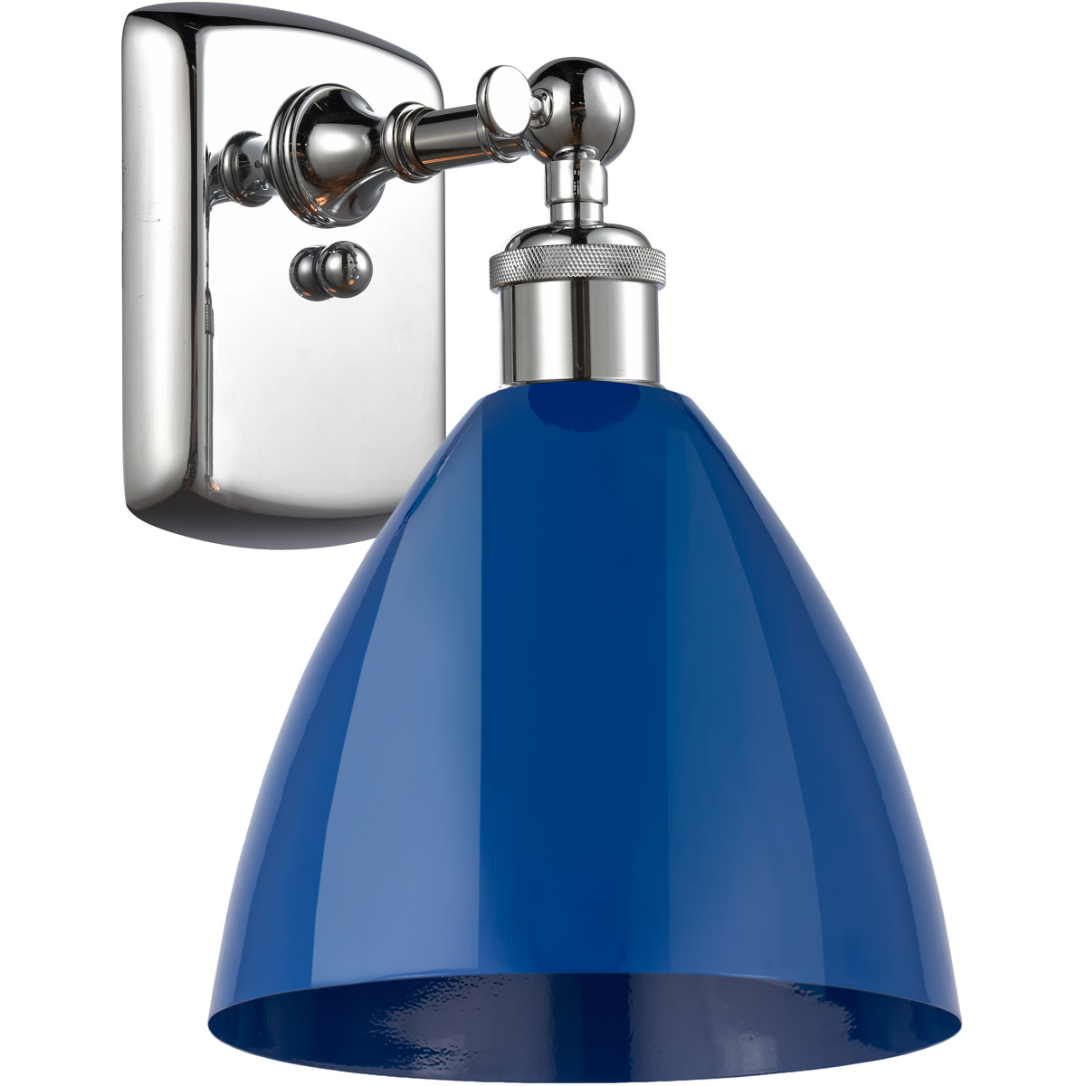 Innovations Lighting 516-1W-PC-MBD-75-BL-LED Ballston Plymouth Dome LED 7.5 inch Polished Chrome Sconce Wall Light in Matte Blue