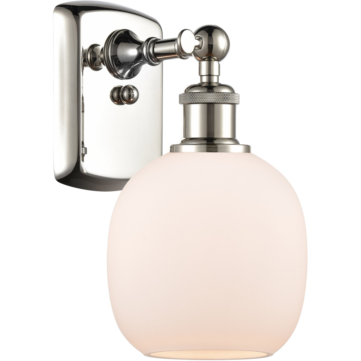 Innovations Lighting 516-1W-PN-G101 Ballston Belfast 1 Light 6 inch Polished Nickel Sconce Wall Light in Matte White Glass, Ballston
