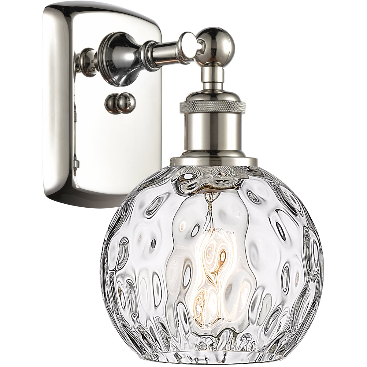 Innovations Lighting 516-1W-PN-G1215-6-LED Ballston Athens Water Glass LED 6 inch Polished Nickel Sconce Wall Light