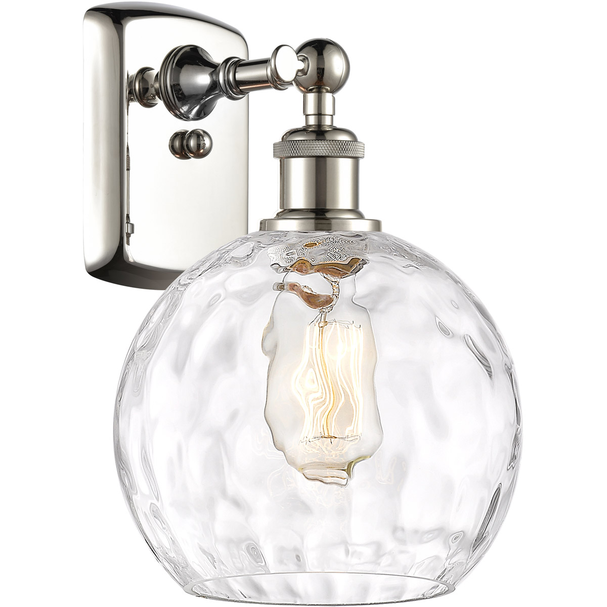 Innovations Lighting 516-1W-PN-G1215-8-LED Ballston Athens Water Glass LED 8 inch Polished Nickel Sconce Wall Light