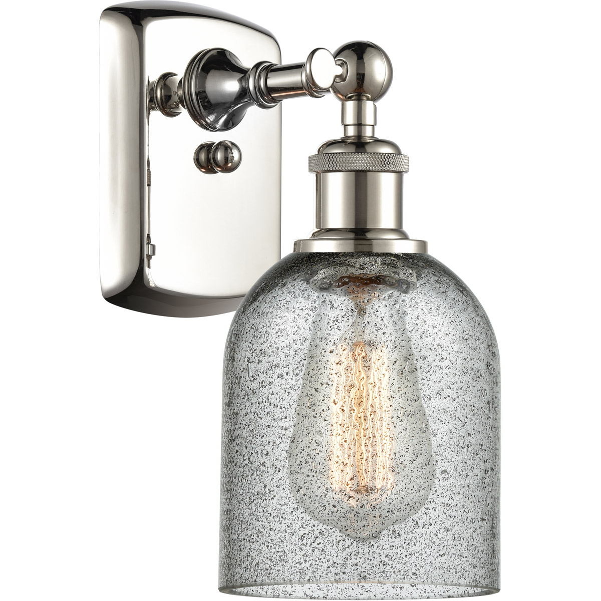 Innovations Lighting 516-1W-PN-G257 Ballston Caledonia 1 Light 5 inch Polished Nickel Sconce Wall Light in Charcoal Glass, Ballston