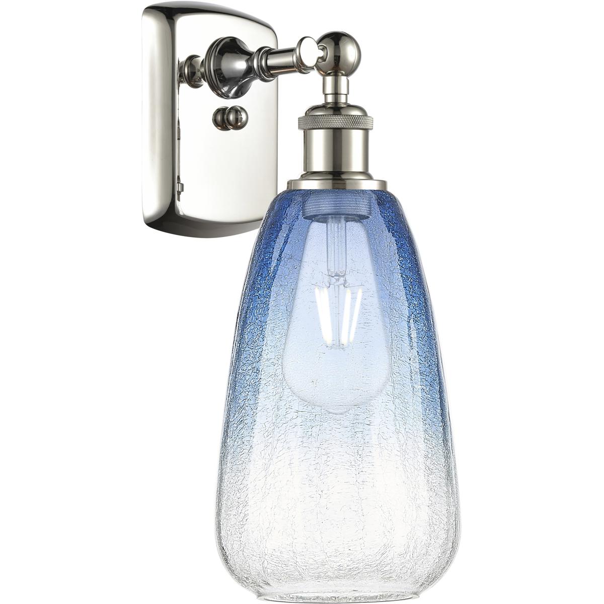 Innovations Lighting 516-1W-PN-G480-6SB Ballston Brookhaven Almond Armed Sconce Wall Light in Polished Nickel, Sapphire Blue Glass