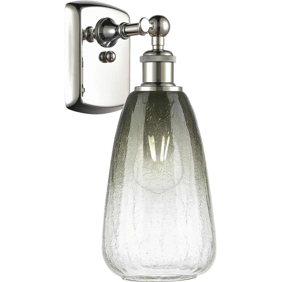 Innovations Lighting 516-1W-PN-G480-6SL Ballston Brookhaven Almond Armed Sconce Wall Light in Polished Nickel, Slate Glass