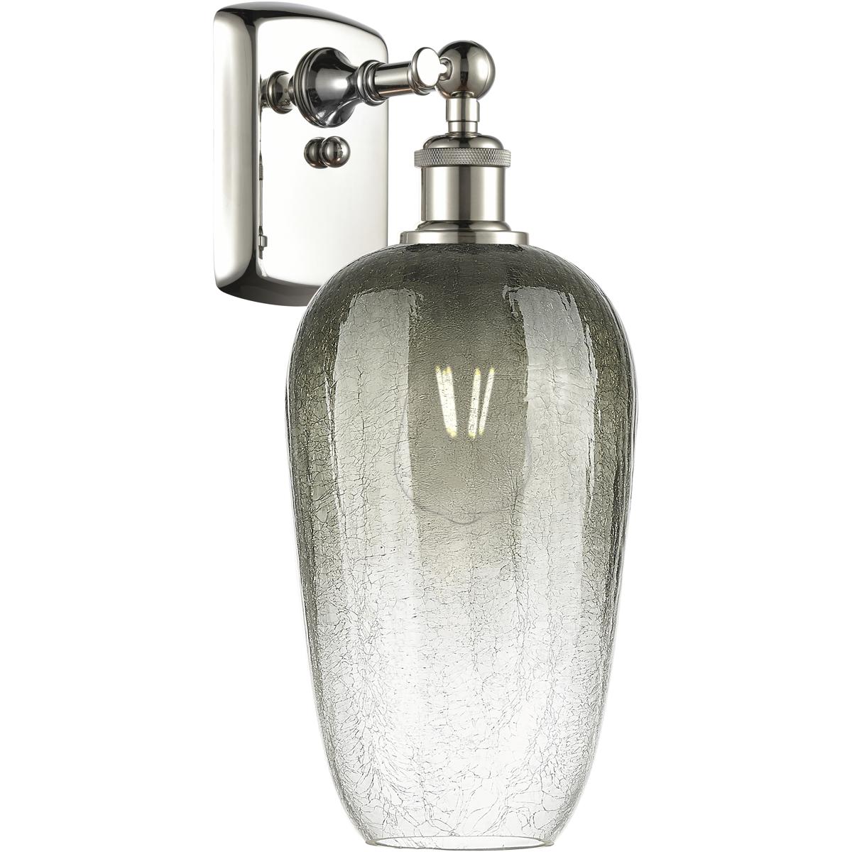 Innovations Lighting 516-1W-PN-G484-7SL Ballston Brookhaven Flute Armed Sconce Wall Light in Polished Nickel, Slate Glass