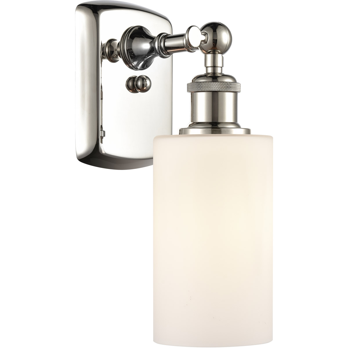 Innovations Lighting 516-1W-PN-G801 Ballston Clymer 1 Light 4 inch Polished Nickel Sconce Wall Light in Matte White Glass, Ballston