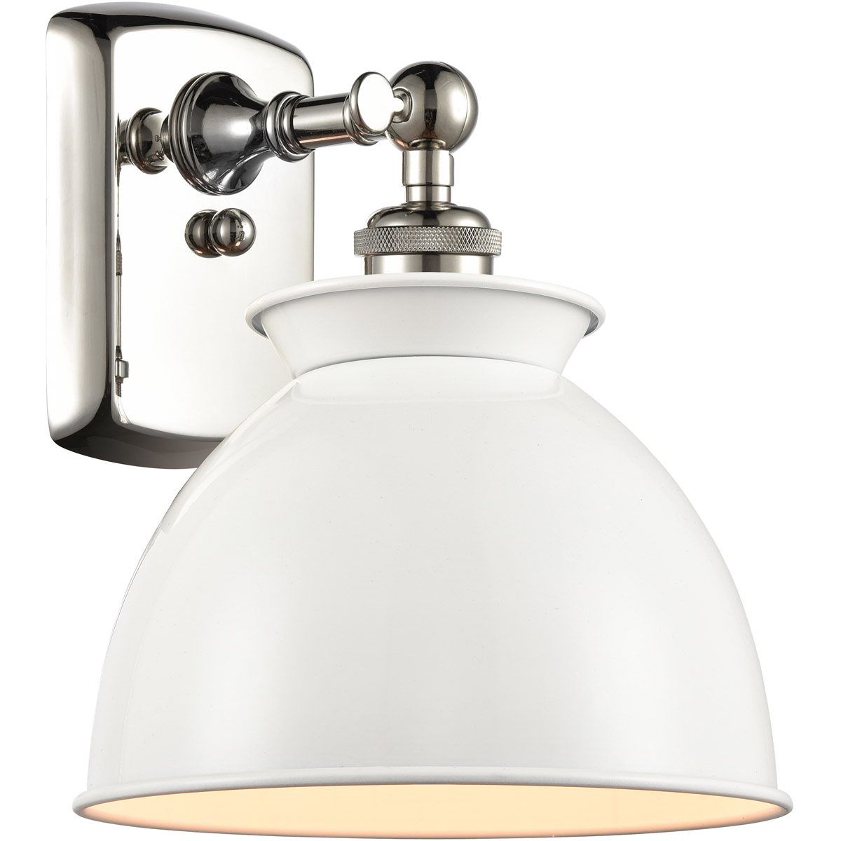 Innovations Lighting 516-1W-BK-M14-W Ballston Adirondack 1 Light 8 inch Matte Black Sconce Wall Light in Incandescent, Glossy White, Ballston