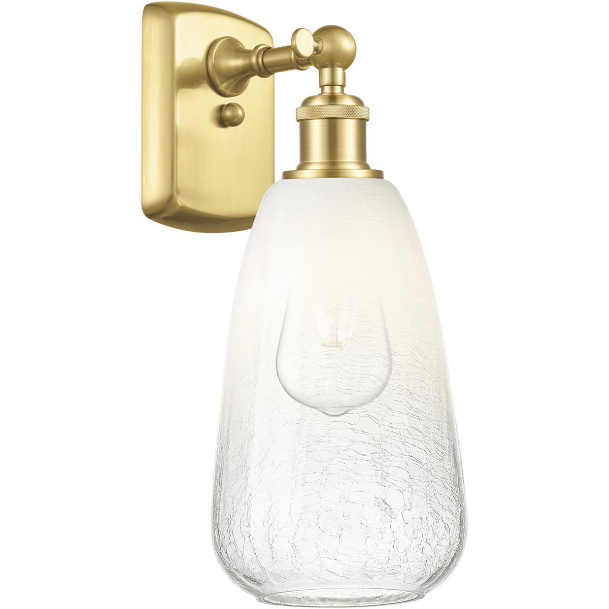 Innovations Lighting 516-1W-SG-G480-6OP Ballston Brookhaven Almond Armed Sconce Wall Light in Satin Gold, Opal Glass