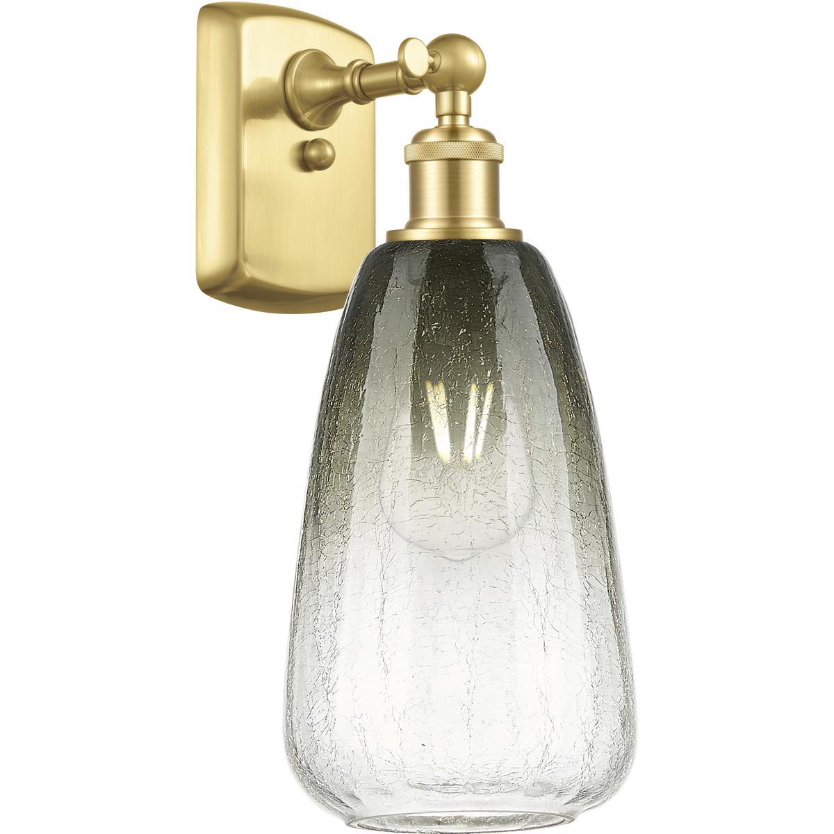Innovations Lighting 516-1W-SG-G480-6SL Ballston Brookhaven Almond Armed Sconce Wall Light in Satin Gold, Slate Glass