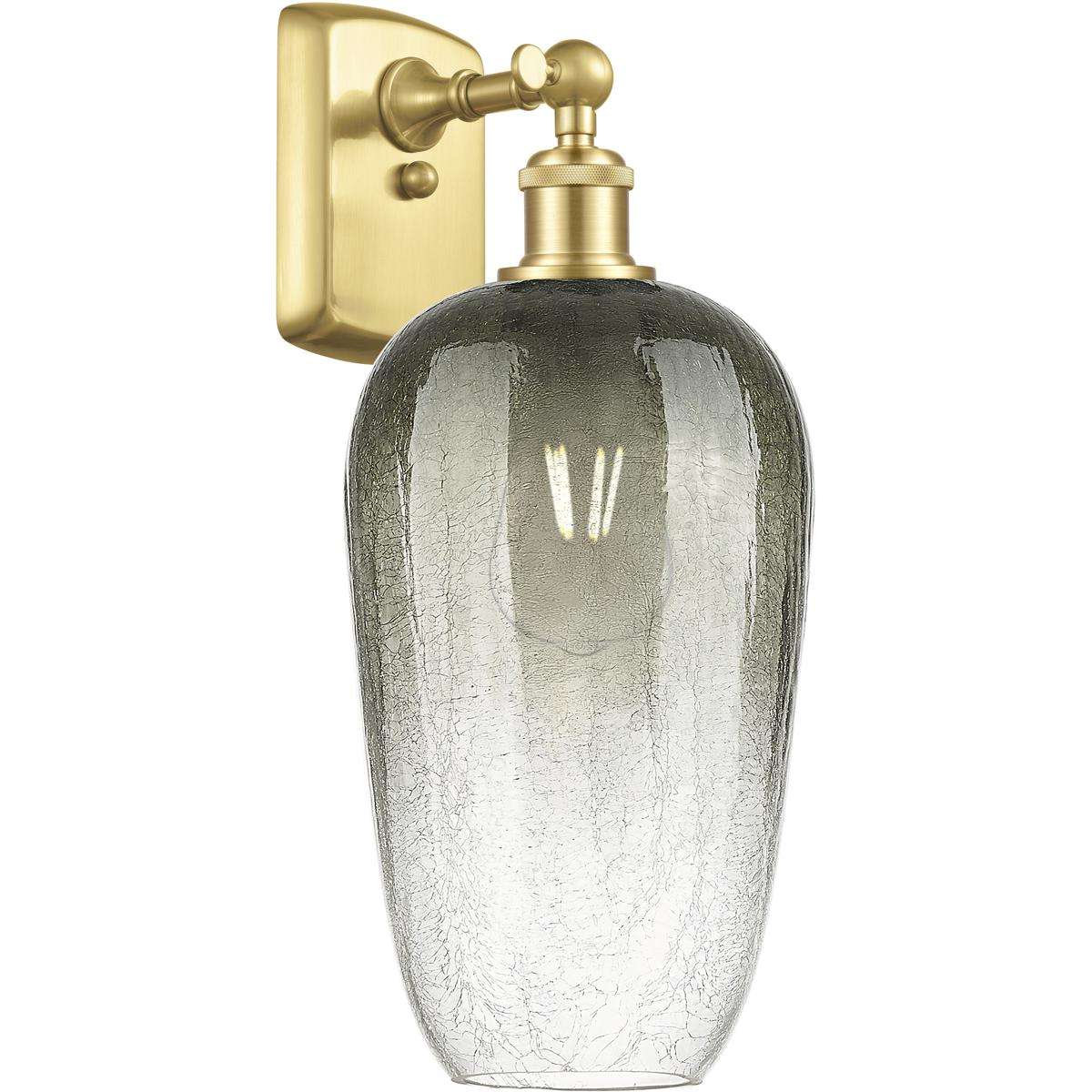 Innovations Lighting 516-1W-SG-G484-7SL Ballston Brookhaven Flute Armed Sconce Wall Light in Satin Gold, Slate Glass