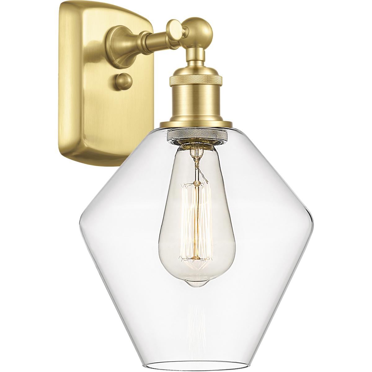 Innovations Lighting 516-1W-SG-G652-8-LED Ballston Cindyrella LED 8 inch Satin Gold Sconce Wall Light in Clear Glass