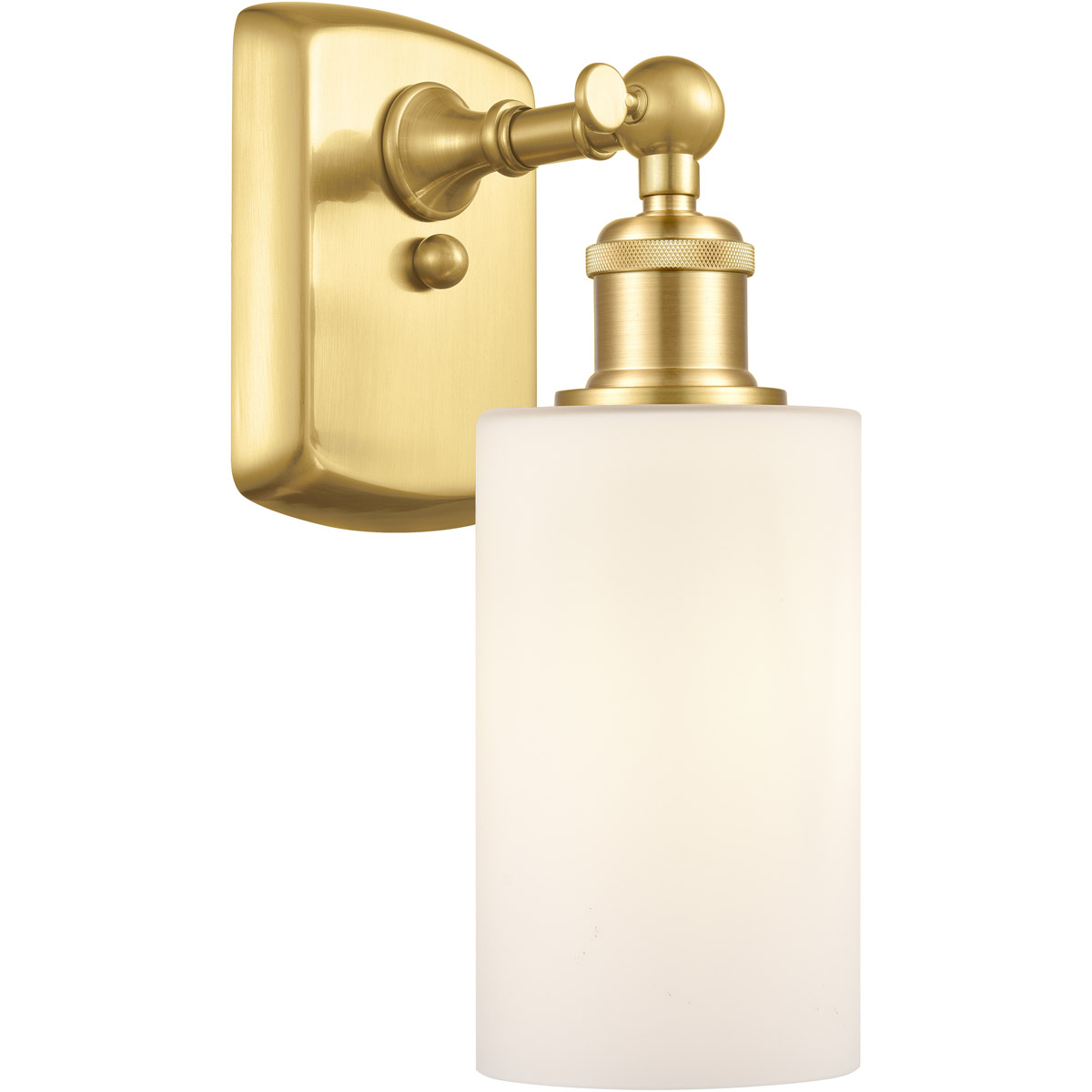 Innovations Lighting 516-1W-SG-G801 Ballston Clymer 1 Light 4 inch Satin Gold Sconce Wall Light in Matte White Glass, Ballston