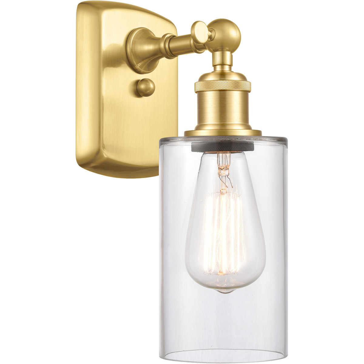Innovations Lighting 516-1W-SG-G802 Ballston Clymer 1 Light 4 inch Satin Gold Sconce Wall Light in Clear Glass, Ballston