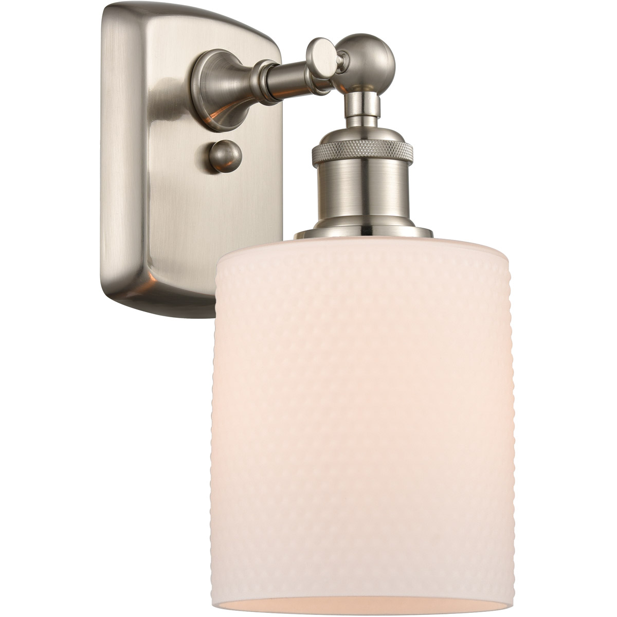 Innovations Lighting 516-1W-SN-G111 Ballston Cobbleskill 1 Light 5 inch Brushed Satin Nickel Sconce Wall Light in Matte White Glass, Ballston