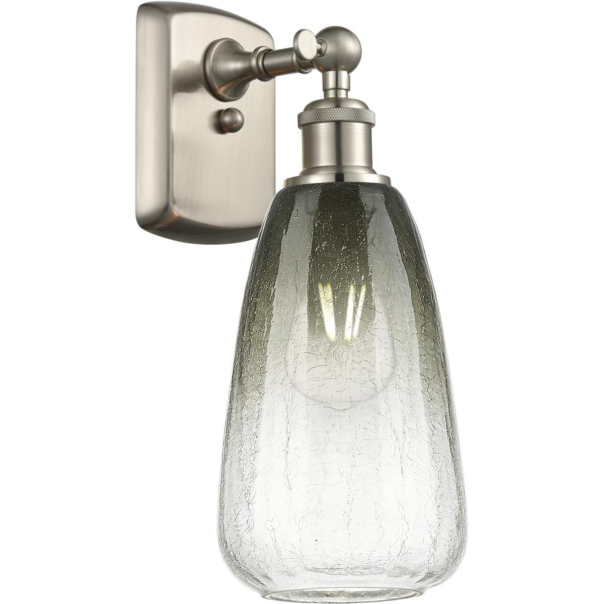 Innovations Lighting 516-1W-SN-G480-6SL Ballston Brookhaven Almond Armed Sconce Wall Light in Brushed Satin Nickel, Slate Glass