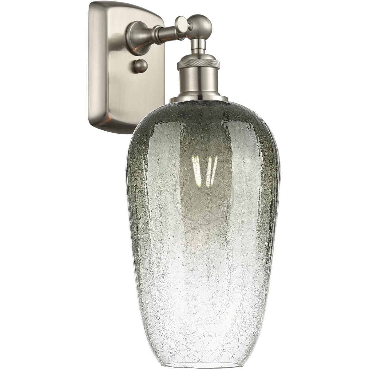 Innovations Lighting 516-1W-SN-G484-7SL Ballston Brookhaven Flute Armed Sconce Wall Light in Brushed Satin Nickel, Slate Glass