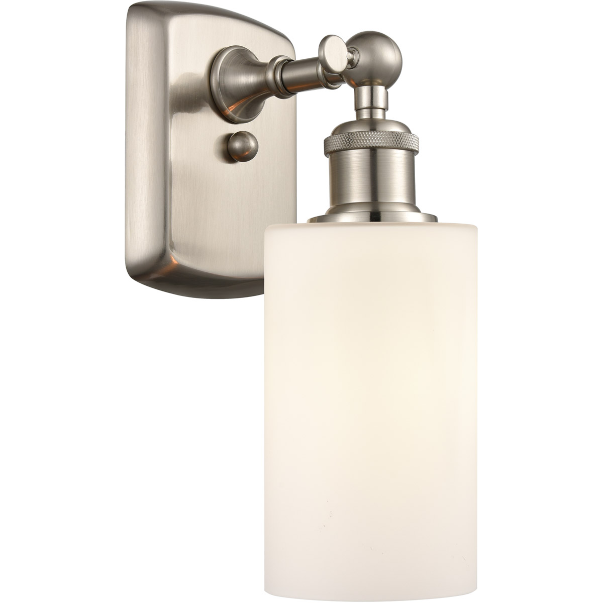 Innovations Lighting 516-1W-SN-G801 Ballston Clymer 1 Light 4 inch Brushed Satin Nickel Sconce Wall Light in Matte White Glass, Ballston