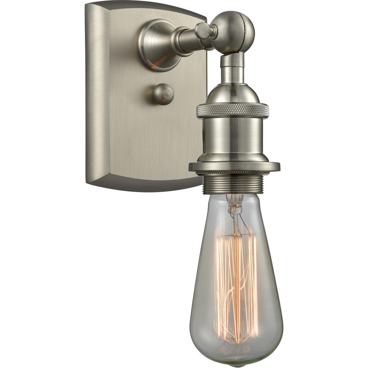 Innovations Lighting 516-1W-SN-LED Ballston Bare Bulb LED 4.5 inch Brushed Satin Nickel Sconce Wall Light, Ballston