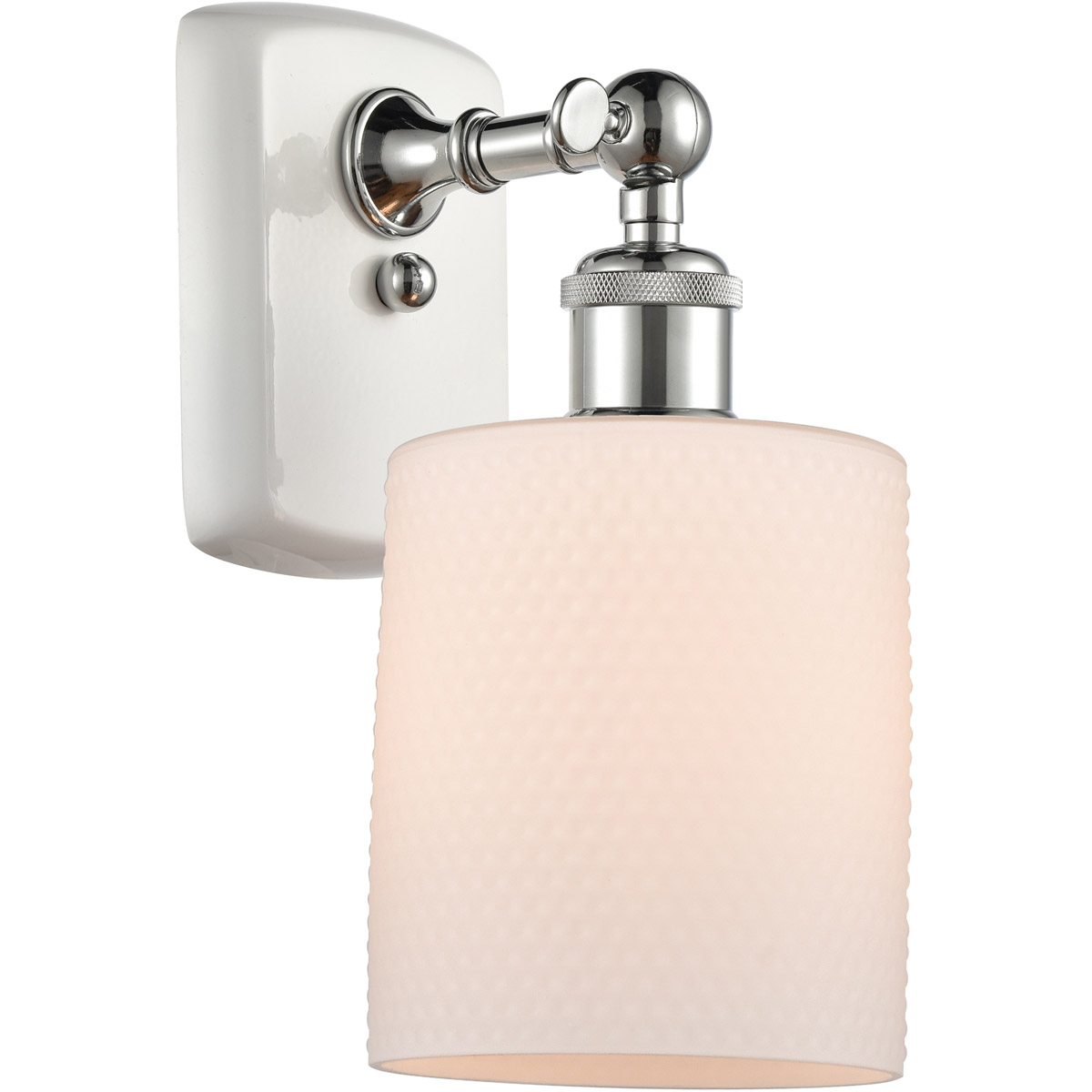 Innovations Lighting 516-1W-WPC-G111 Ballston Cobbleskill 1 Light 5 inch White and Polished Chrome Sconce Wall Light in Matte White Glass, Ballston