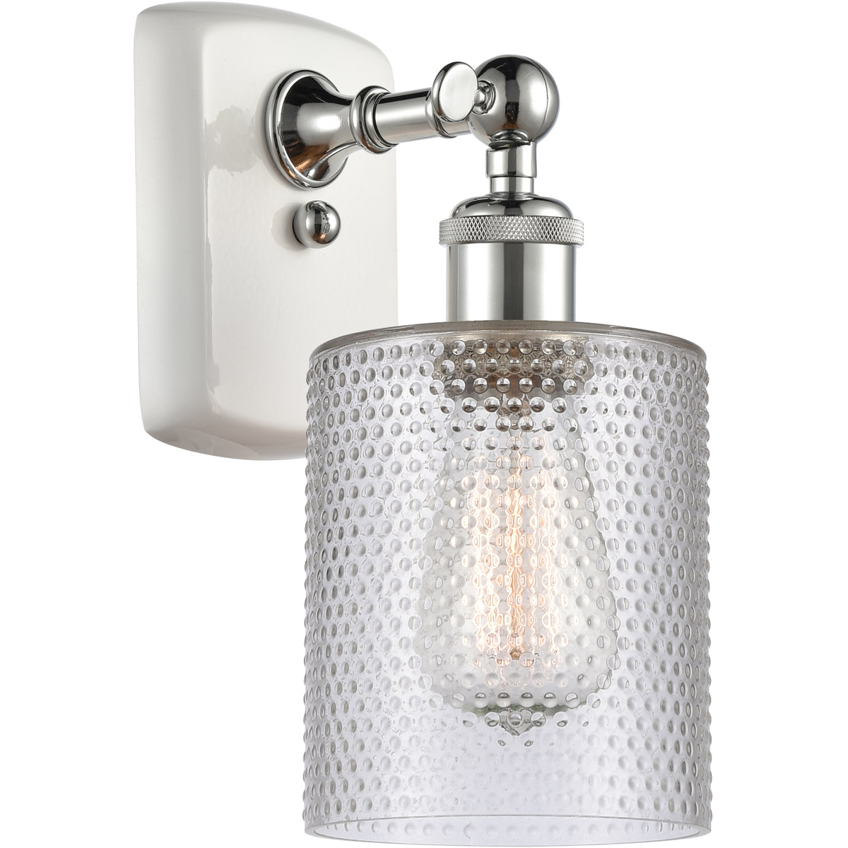 Innovations Lighting 516-1W-WPC-G112 Ballston Cobbleskill 1 Light 5 inch White and Polished Chrome Sconce Wall Light in Clear Glass, Ballston