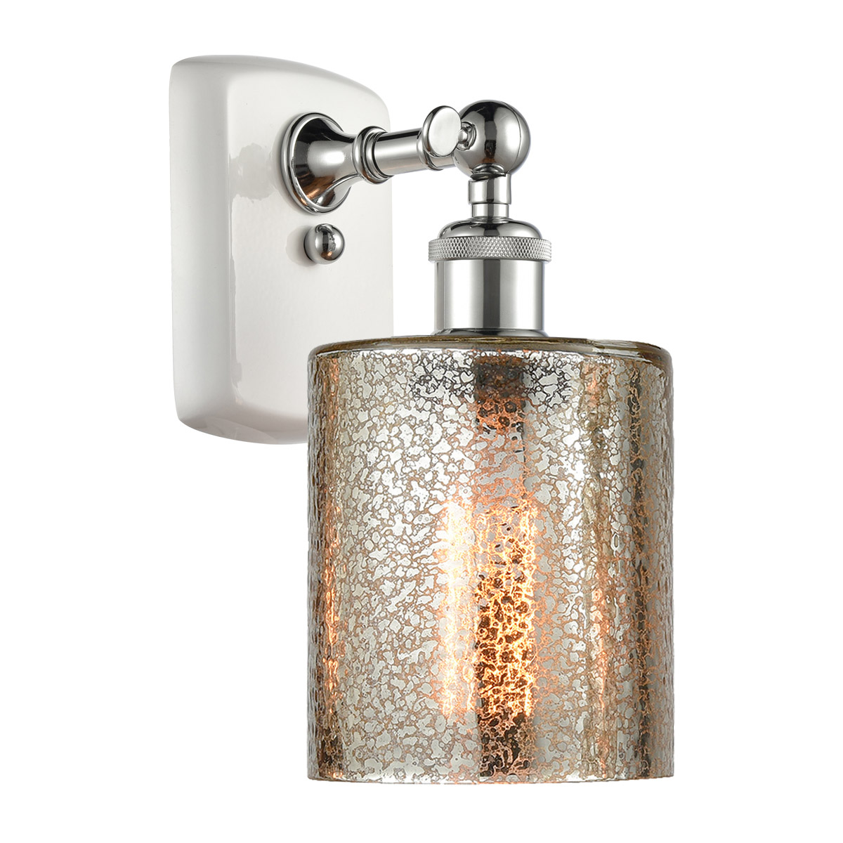 Innovations Lighting 516-1W-WPC-G116 Ballston Cobbleskill 1 Light 5 inch White and Polished Chrome Sconce Wall Light in Mercury Glass, Ballston
