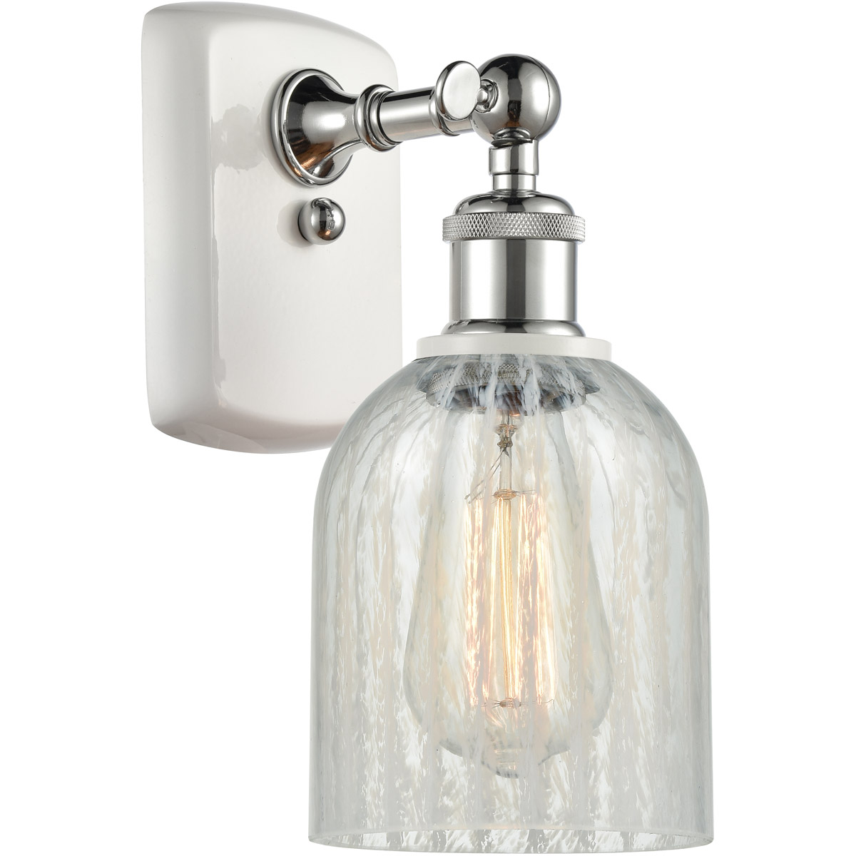 Innovations Lighting 516-1W-WPC-G2511 Ballston Caledonia 1 Light 5 inch White and Polished Chrome Sconce Wall Light in Mouchette Glass, Ballston
