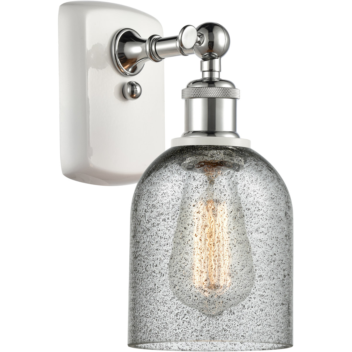 Innovations Lighting 516-1W-WPC-G257 Ballston Caledonia 1 Light 5 inch White and Polished Chrome Sconce Wall Light in Charcoal Glass, Ballston