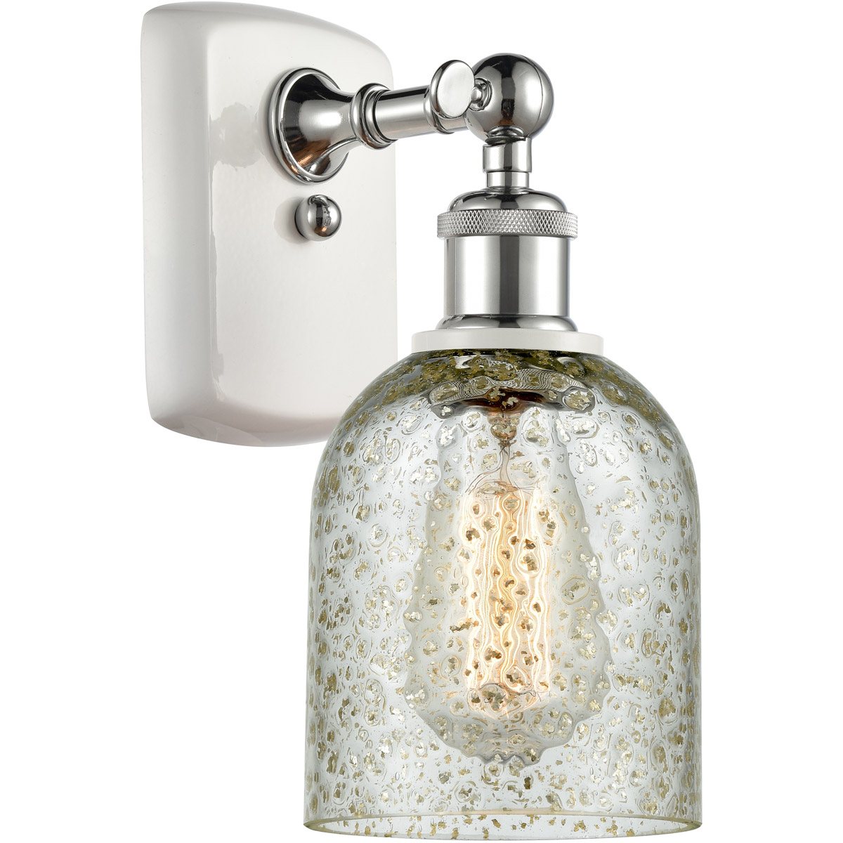 Innovations Lighting 516-1W-WPC-G259 Ballston Caledonia 1 Light 5 inch White and Polished Chrome Sconce Wall Light in Mica Glass, Ballston