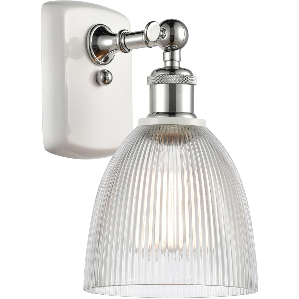 Innovations Lighting 516-1W-WPC-G382-LED Ballston Castile LED 6 inch White and Polished Chrome Sconce Wall Light in Clear Glass, Ballston
