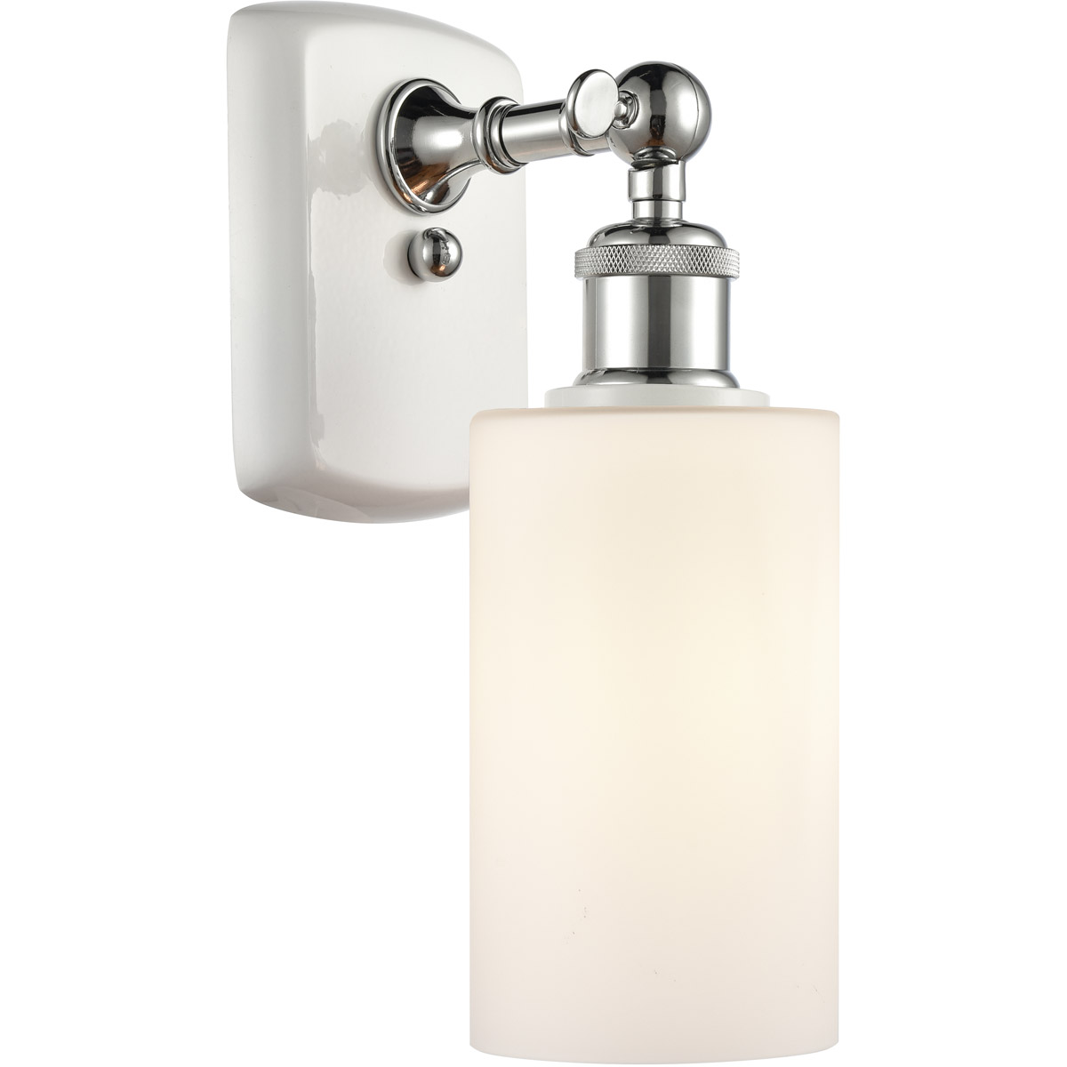 Innovations Lighting 516-1W-WPC-G801 Ballston Clymer 1 Light 4 inch White and Polished Chrome Sconce Wall Light in Matte White Glass, Ballston