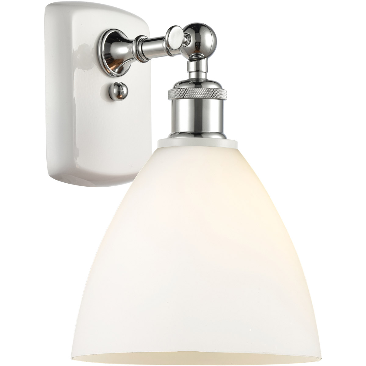 Innovations Lighting 516-1W-WPC-GBD-751-LED Ballston Ballston Dome LED 8 inch White and Polished Chrome Sconce Wall Light in Matte White Glass