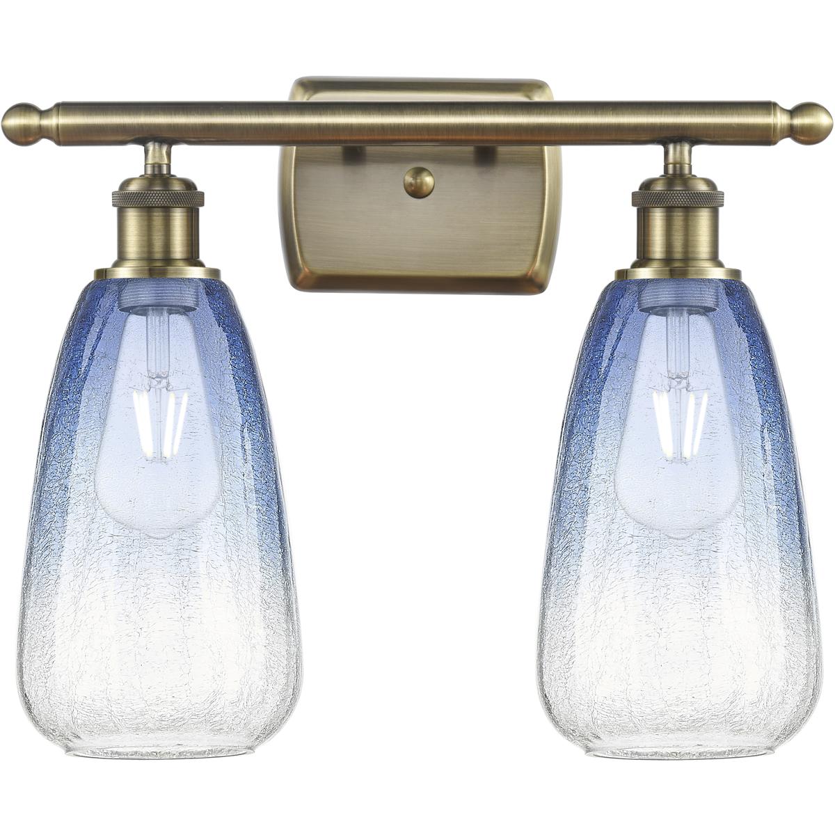 Innovations Lighting 516-2W-AB-G480-6SB Ballston Brookhaven Almond 2 Light 16 inch Antique Brass Bath Vanity Light Wall Light in Sapphire Blue Glass