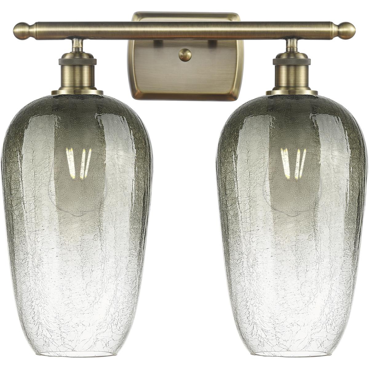 Innovations Lighting 516-2W-AB-G484-7SL Ballston Brookhaven Flute 2 Light 17 inch Antique Brass Bath Vanity Light Wall Light in Slate Glass