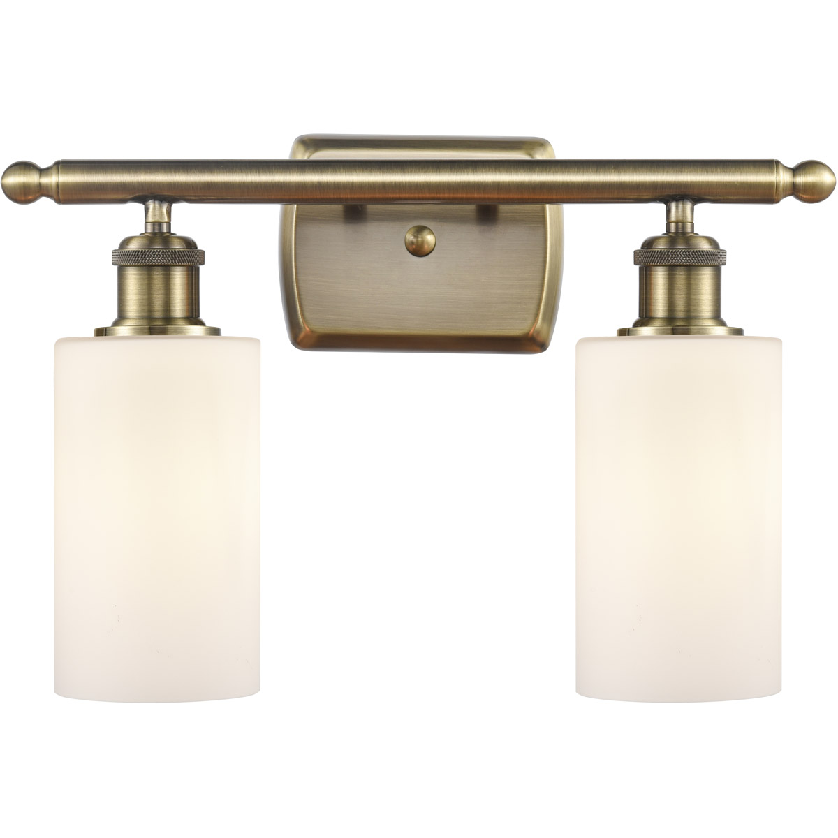 Innovations Lighting 516-2W-AB-G801-LED Ballston Clymer LED 16 inch Antique Brass Bath Vanity Light Wall Light in Matte White Glass, Ballston